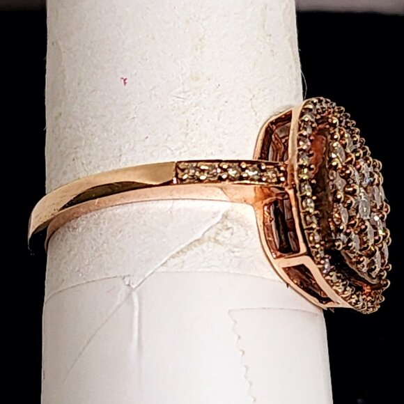 Natural Champagne Diamond ring in 14k Rose Gold vermeil over 925 SS 1.00tcw sz 8 - Picture 4 of 5
